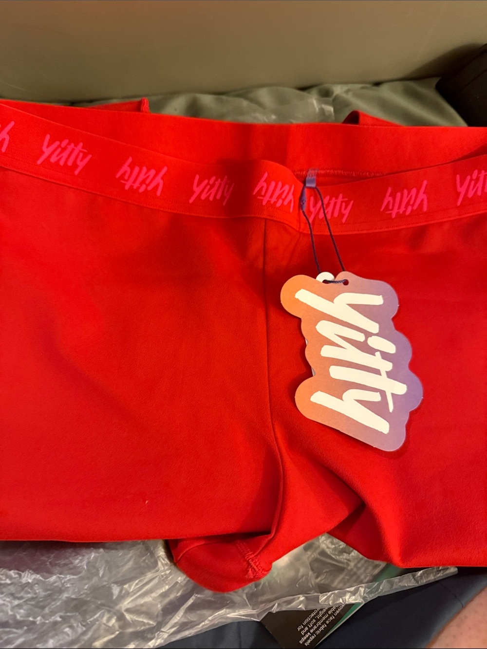 YITTY Red Women’s Leggings with Logo Waistband and Hanging Tag